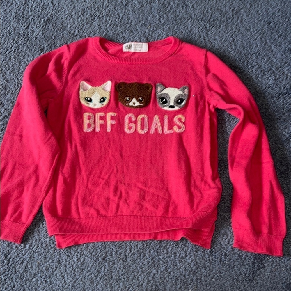 H&M Pink BFF Animal Sweater